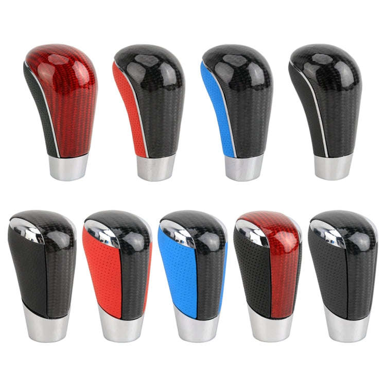 Universal Carbon Fiber Texture Leather Hole Pattern Car Gear Shift Knob Modified Shifter Lever Knob