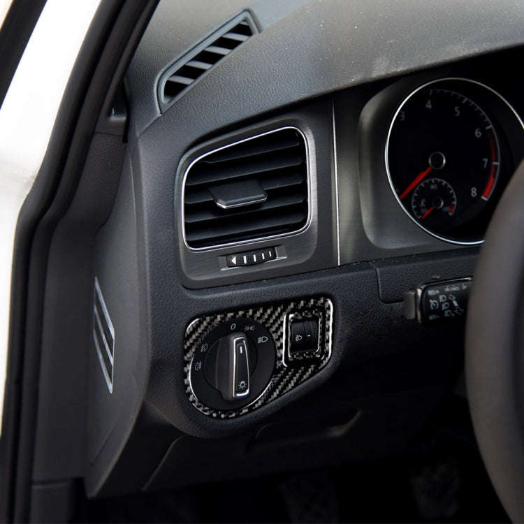 Car Carbon Fiber Headlight Switch Panel Decorative Sticker for Volkswagen Golf 7 2013-2017, Left ...