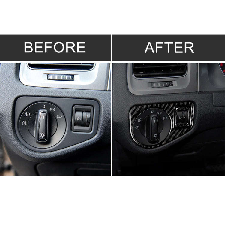 Car Carbon Fiber Headlight Switch Panel Decorative Sticker for Volkswagen Golf 7 2013-2017, Left ...