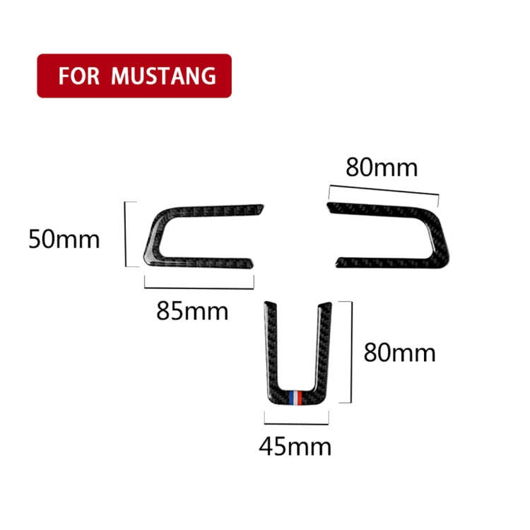 Car USA Color Carbon Fiber Steering Wheel Decorative Sticker for Ford Mustang 2015-2017