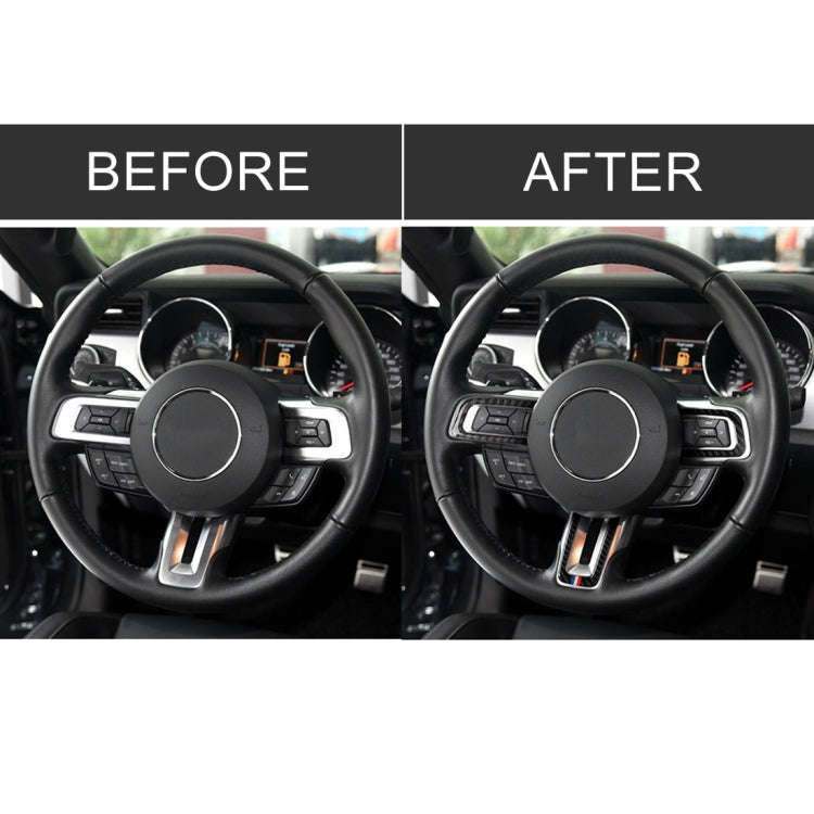 Car USA Color Carbon Fiber Steering Wheel Decorative Sticker for Ford Mustang 2015-2017