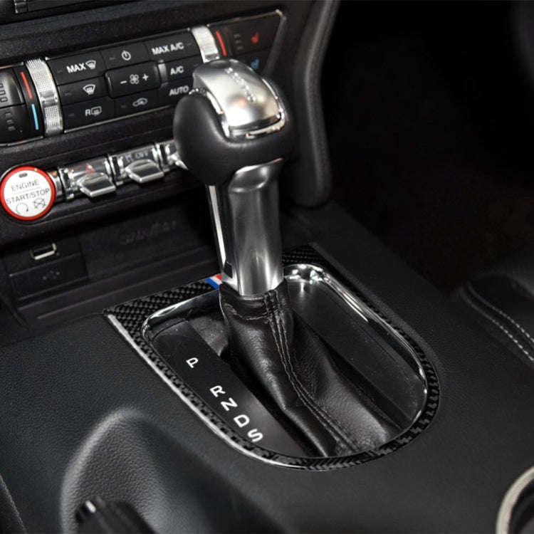 Car USA Color Carbon Fiber Shift Frame Decorative Sticker for Ford Mustang 2015-2017