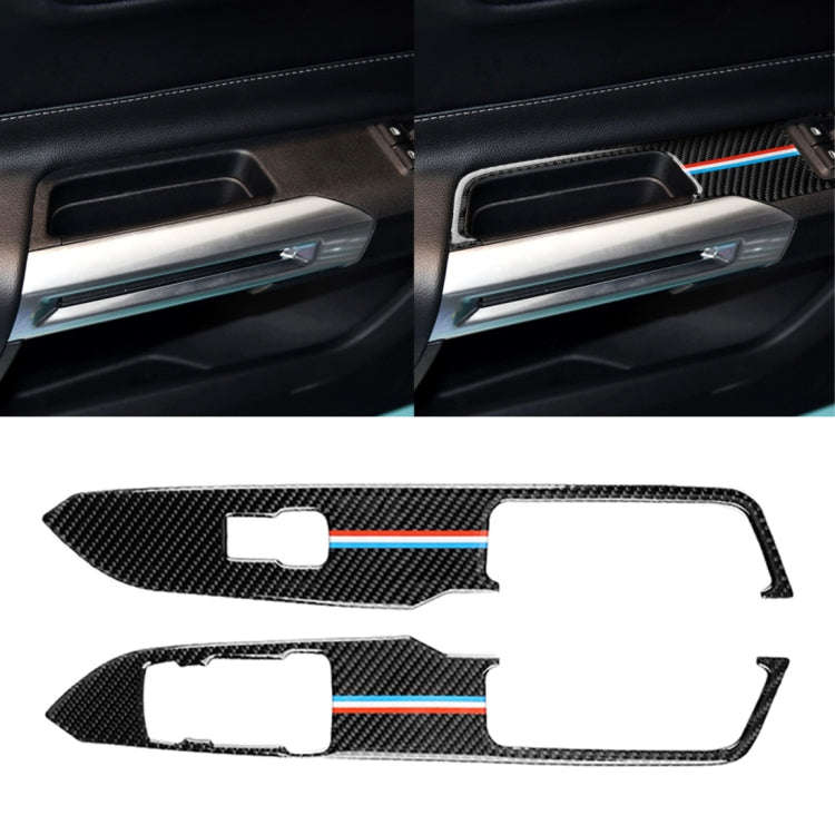 2 PCS Car USA Color Carbon Fiber Window Lift Panel Decorative Sticker for Ford Mustang 2015-2017,...