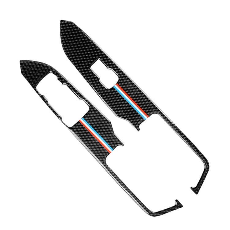 2 PCS Car USA Color Carbon Fiber Window Lift Panel Decorative Sticker for Ford Mustang 2015-2017,...