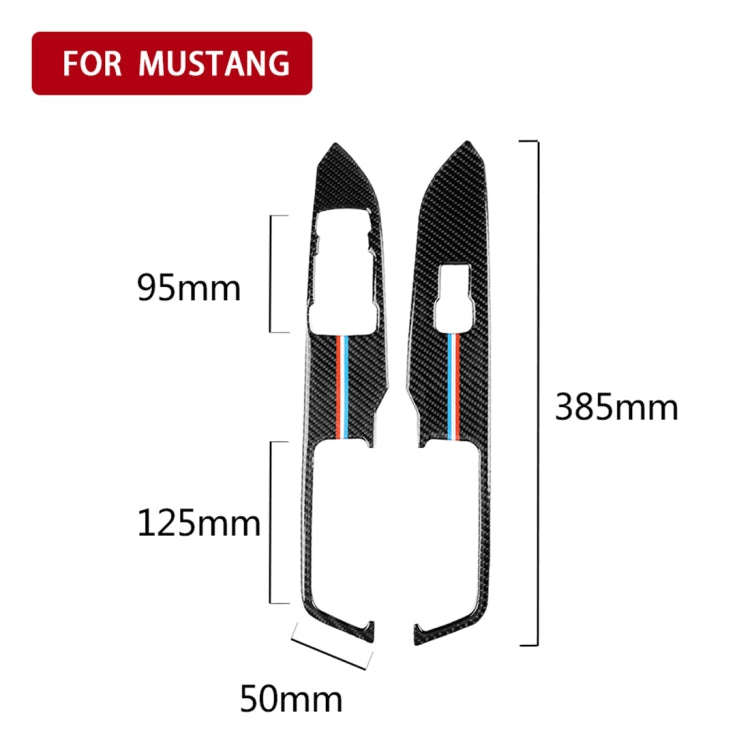2 PCS Car USA Color Carbon Fiber Window Lift Panel Decorative Sticker for Ford Mustang 2015-2017,...