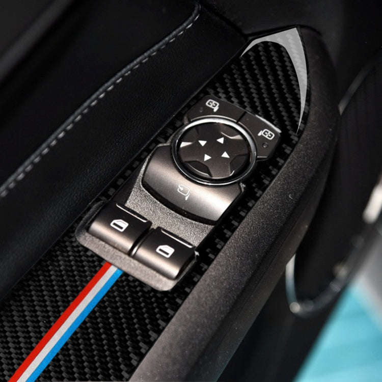 2 PCS Car USA Color Carbon Fiber Window Lift Panel Decorative Sticker for Ford Mustang 2015-2017,...