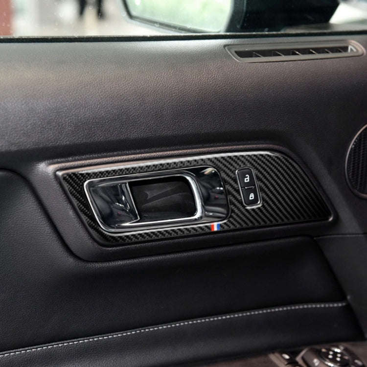 2 PCS Car USA Color Carbon Fiber Door Inner Handles Decorative Sticker for Ford Mustang 2015-2017