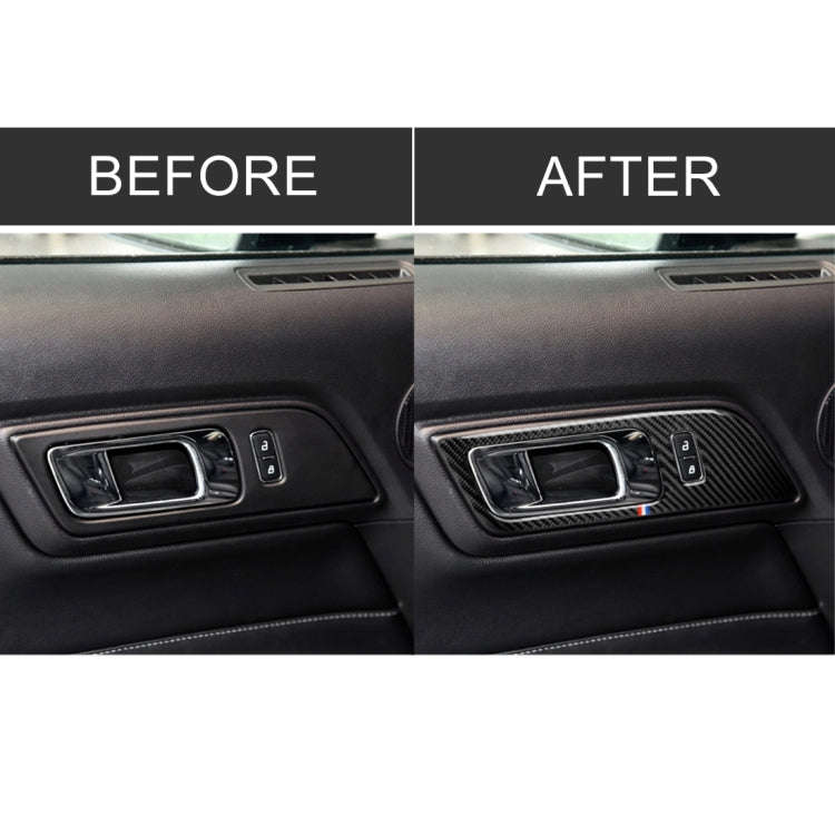 2 PCS Car USA Color Carbon Fiber Door Inner Handles Decorative Sticker for Ford Mustang 2015-2017