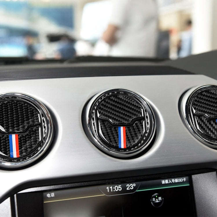 9 PCS Car USA Color Carbon Fiber Air Outlet Decorative Sticker for Ford Mustang 2015-2017