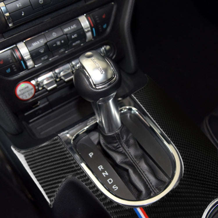 Car USA Color Carbon Fiber Left Drive Gear Position Panel Decorative Sticker for Ford Mustang 201...
