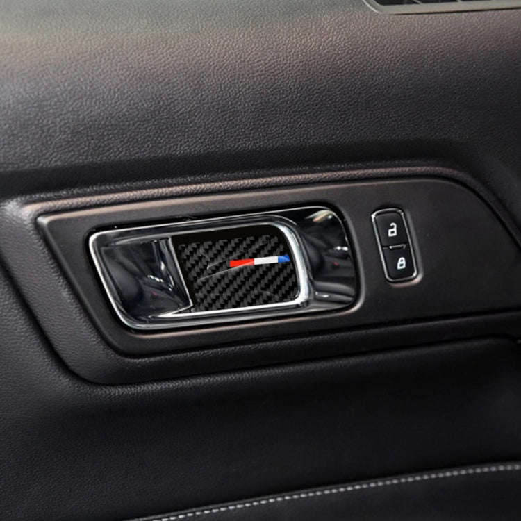 2 PCS Car USA Color Carbon Fiber Door Inner Handle Wrist Panel Decorative Sticker for Ford Mustan...