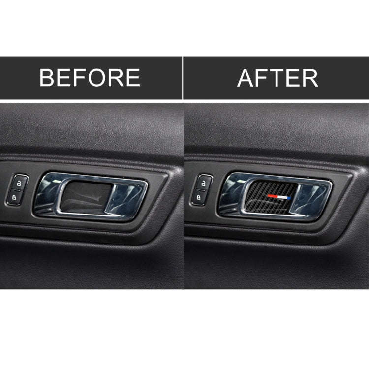 2 PCS Car USA Color Carbon Fiber Door Inner Handle Wrist Panel Decorative Sticker for Ford Mustan...