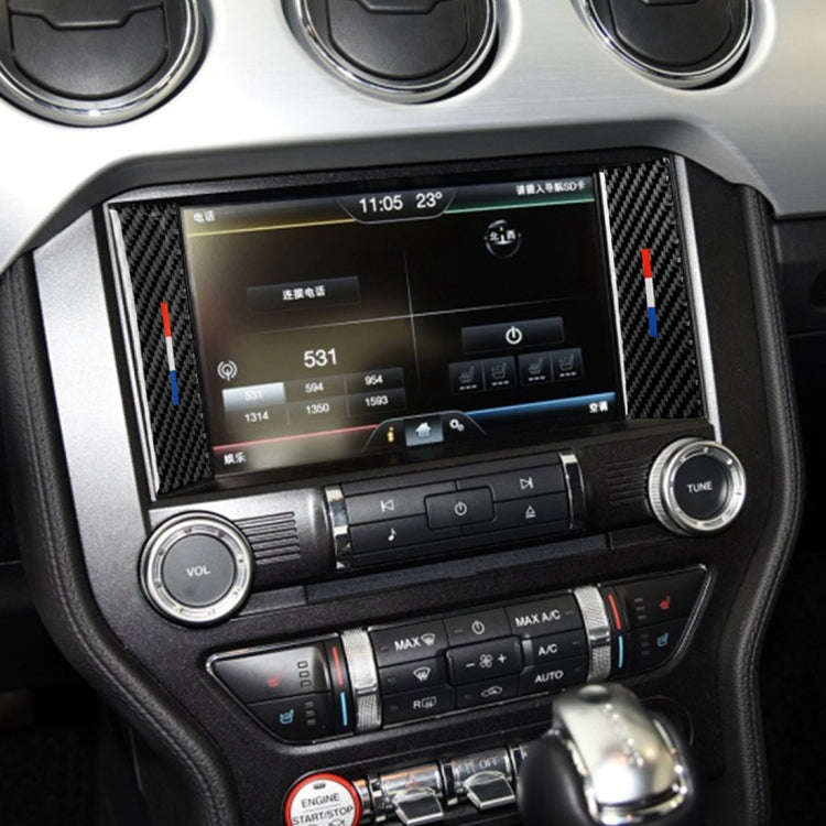 2 PCS Car USA Color Carbon Fiber Central Control Decorative Sticker for Ford Mustang 2015-2017