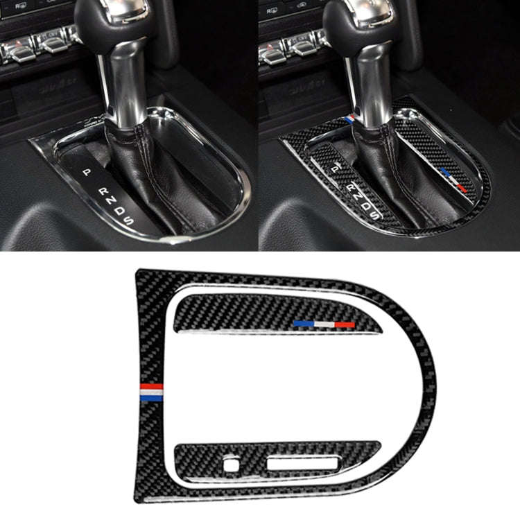 3 PCS Car USA Color Carbon Fiber Gearshift Panel Frame Decorative Sticker for Ford Mustang 2015-2...