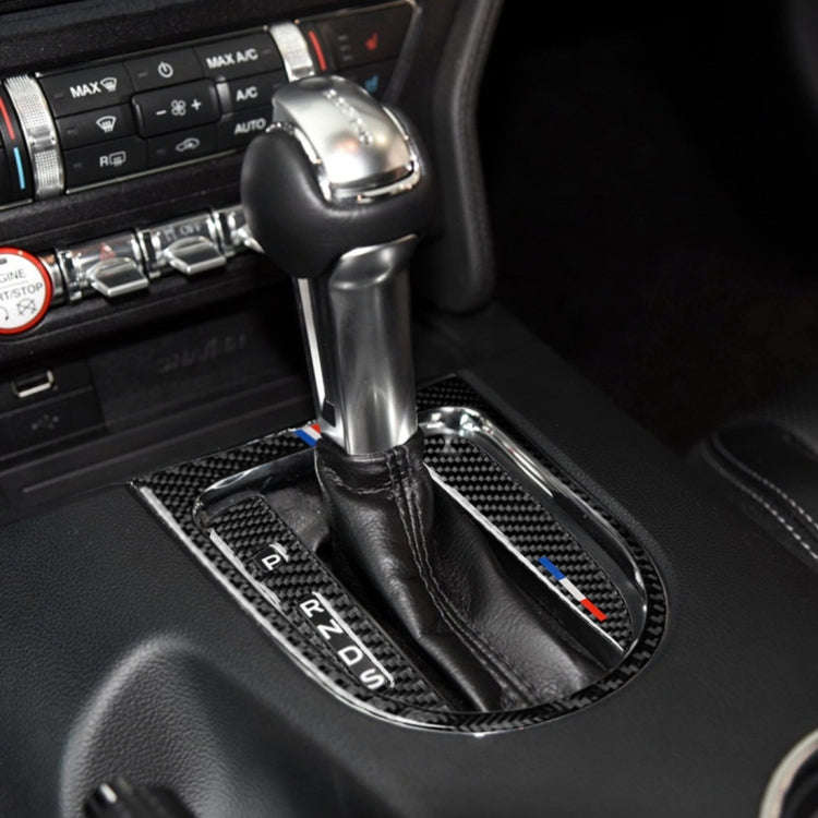 3 PCS Car USA Color Carbon Fiber Gearshift Panel Frame Decorative Sticker for Ford Mustang 2015-2...
