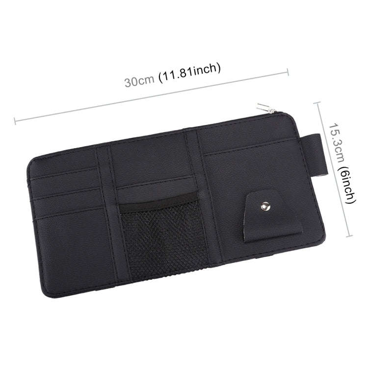 Car Sun Visor Board Paper Tissue Box CD Case Zipper Holder Card Bag Organizer (Black)