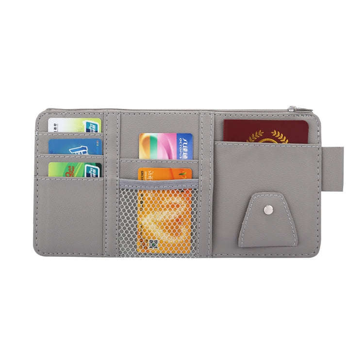 Car Sun Visor Board Paper Tissue Box CD Case Zipper Holder Card Bag Organizer (Grey)