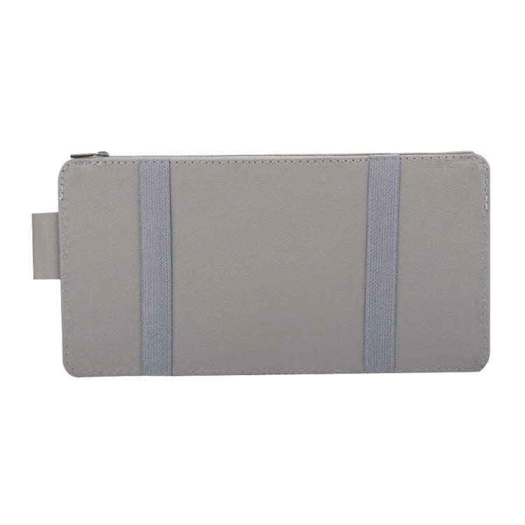 Car Sun Visor Board Paper Tissue Box CD Case Zipper Holder Card Bag Organizer (Grey)