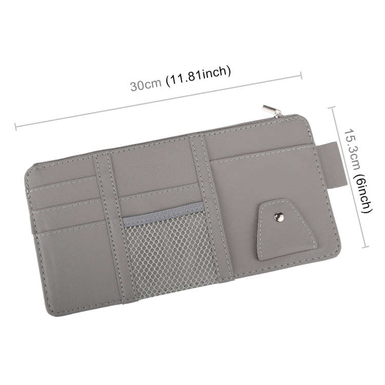 Car Sun Visor Board Paper Tissue Box CD Case Zipper Holder Card Bag Organizer (Grey)