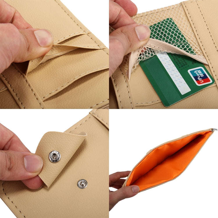 Car Sun Visor Board Paper Tissue Box CD Case Zipper Holder Card Bag Organizer (Yellow)