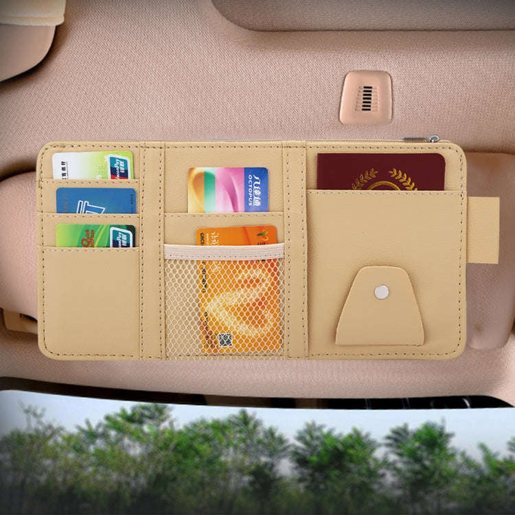 Car Sun Visor Board Paper Tissue Box CD Case Zipper Holder Card Bag Organizer (Yellow)