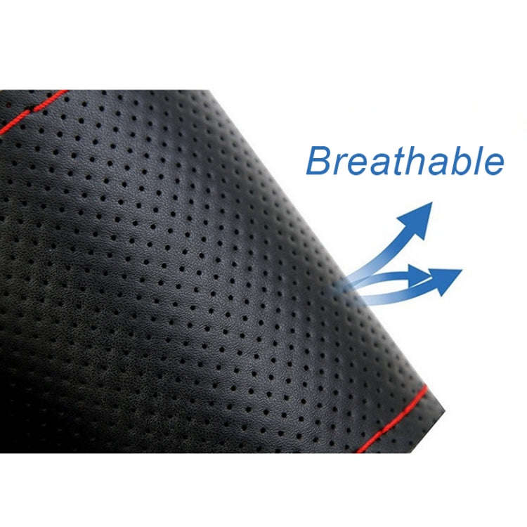 Four Seasons Genuine Leather Hand-stitched Car Adaptation Steering Wheel Cover for 38cm Steering ...