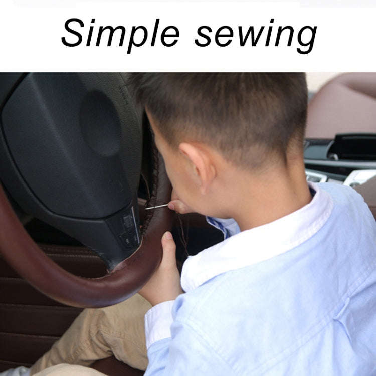 Four Seasons Genuine Leather Hand-stitched Car Adaptation Steering Wheel Cover for 38cm Steering ...
