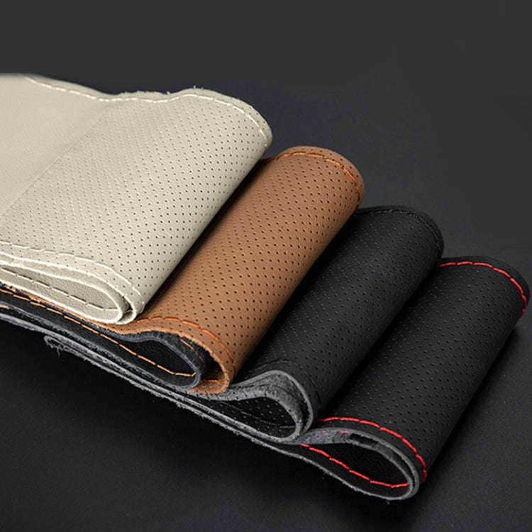 Car Genuine Leather Hand-stitched Adaptation Steering Wheel Cover, For Steering Wheel Size 37-38c...