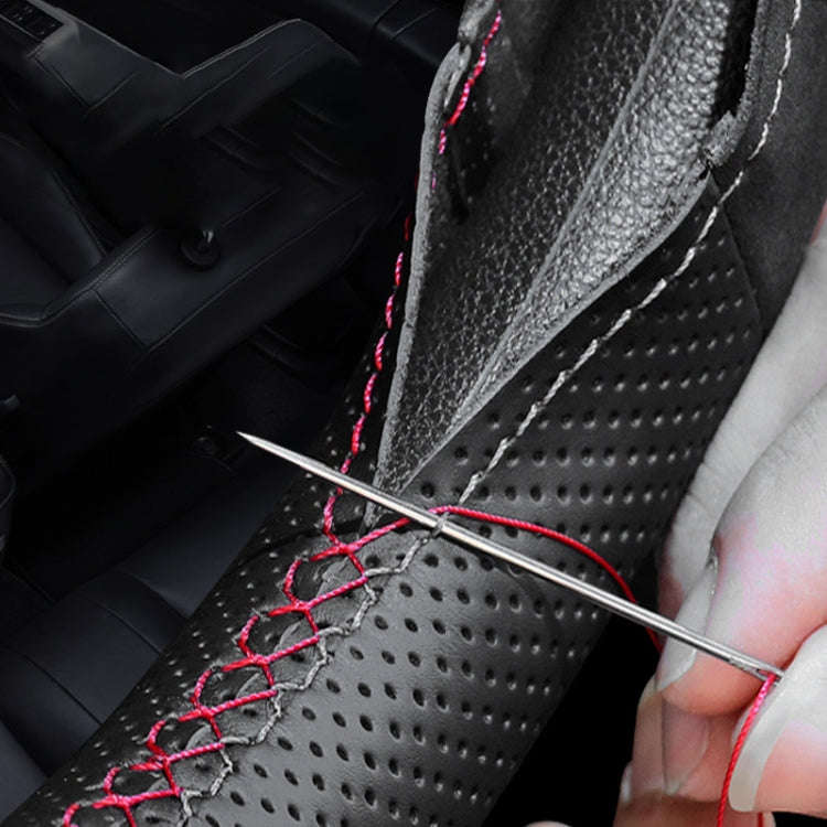 Car Genuine Leather Hand-stitched Adaptation Steering Wheel Cover, For Steering Wheel Size 37-38c...