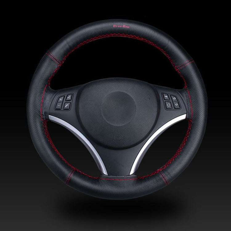 Car Universal Genuine Leather Hand-stitched Steering Wheel Cover(Grey)