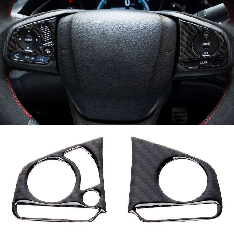 2 in 1 Carbon Fiber Steering Wheel Button Trim Interior DIY Sticker for Honda Civic 10th Gen 2016...