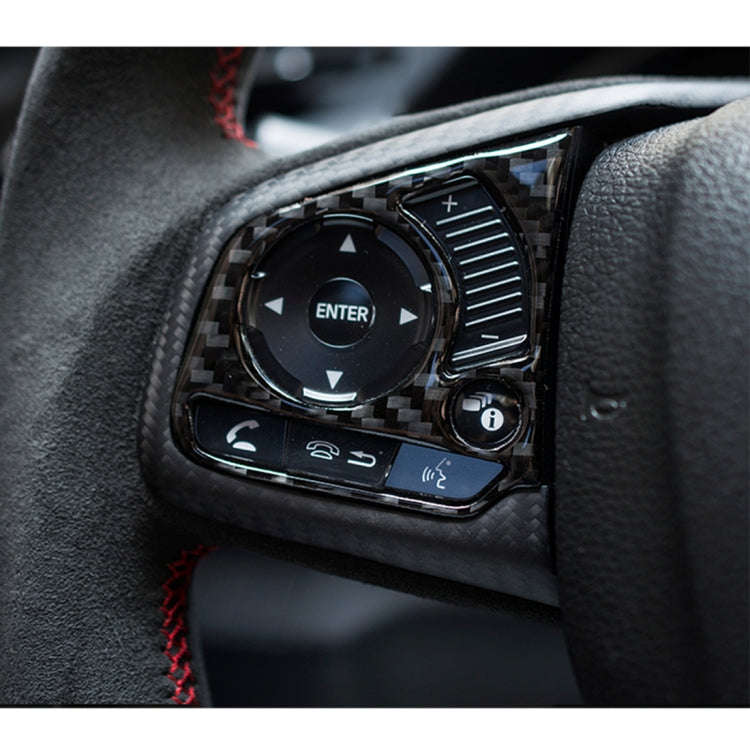 2 in 1 Carbon Fiber Steering Wheel Button Trim Interior DIY Sticker for Honda Civic 10th Gen 2016...