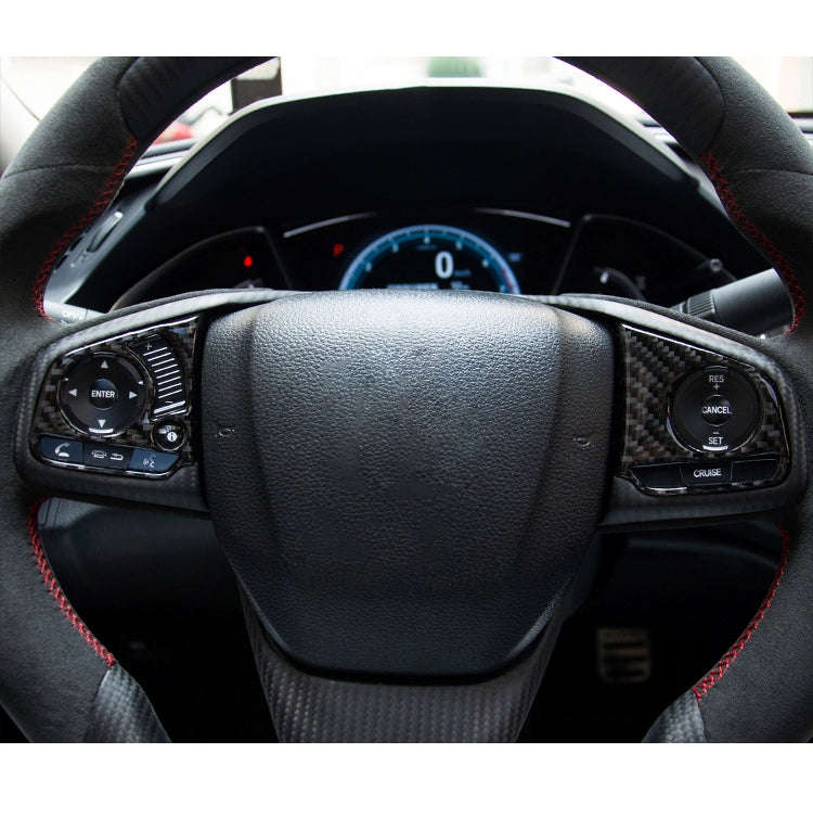 2 in 1 Carbon Fiber Steering Wheel Button Trim Interior DIY Sticker for Honda Civic 10th Gen 2016...