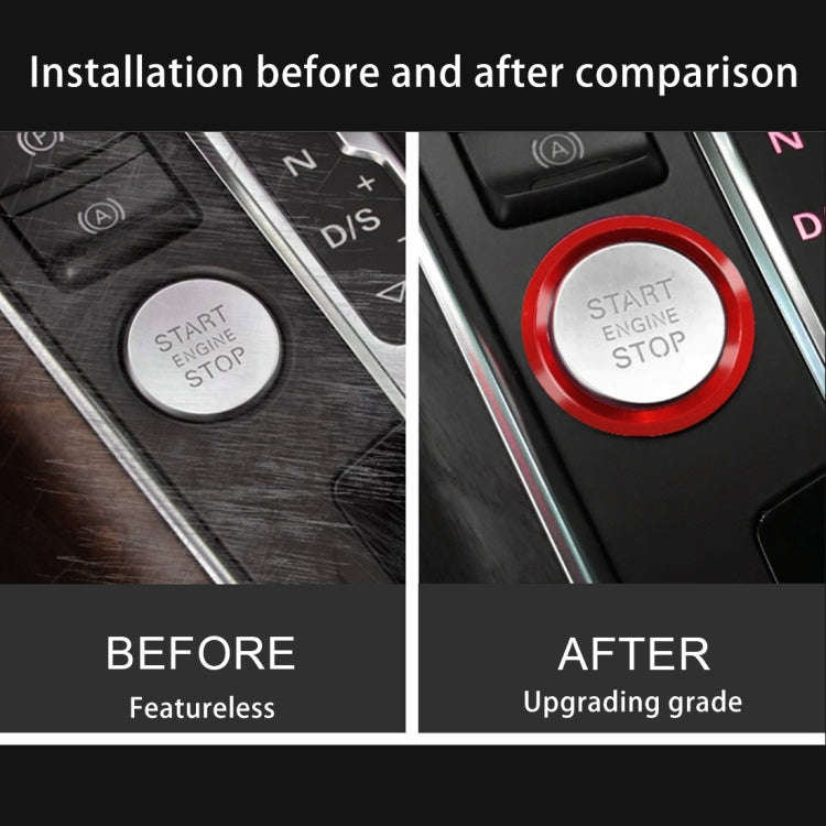 Car Engine Start Key Push Button Ring Trim Aluminum Alloy Sticker Decoration for Audi(Red)