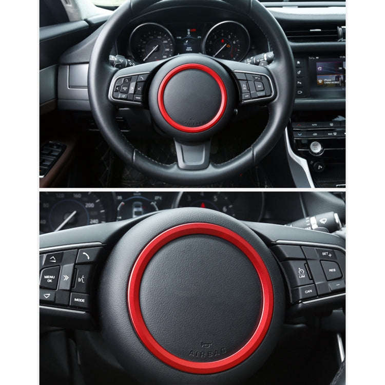 Car Auto Steering Wheel Aluminum Alloy Ring Cover Trim Sticker Decoration for Jaguar(Red)