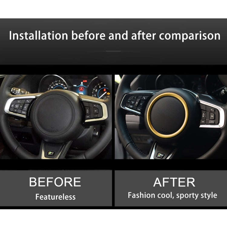 Car Auto Steering Wheel Aluminum Alloy Ring Cover Trim Sticker Decoration for Jaguar(Gold)