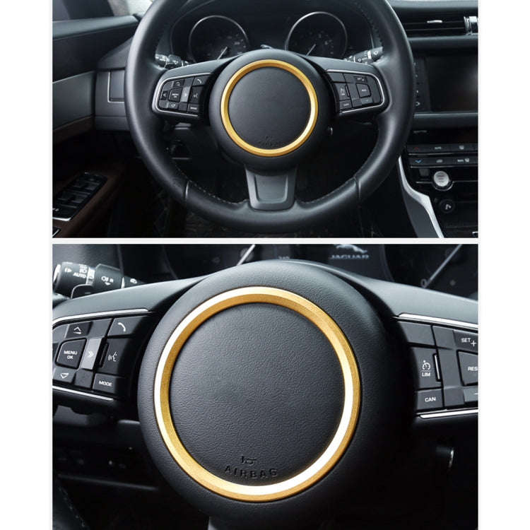 Car Auto Steering Wheel Aluminum Alloy Ring Cover Trim Sticker Decoration for Jaguar(Gold)