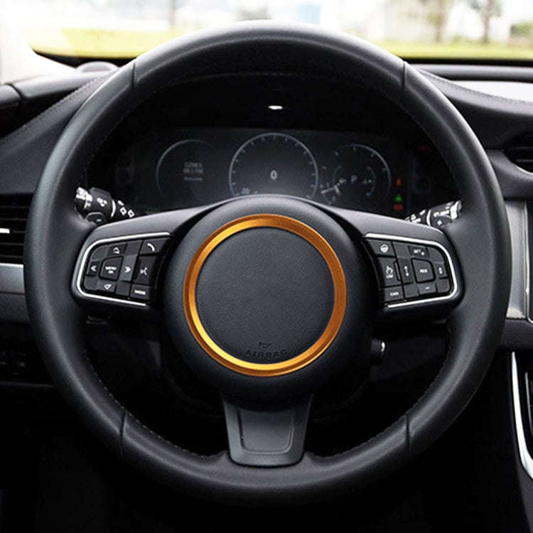 Car Auto Steering Wheel Aluminum Alloy Ring Cover Trim Sticker Decoration for Jaguar(Gold)