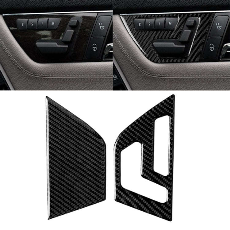 2 PCS Car Carbon Fiber Right Drive Seat Adjustment Panel Decorative Sticker for Mercedes-Benz W20...