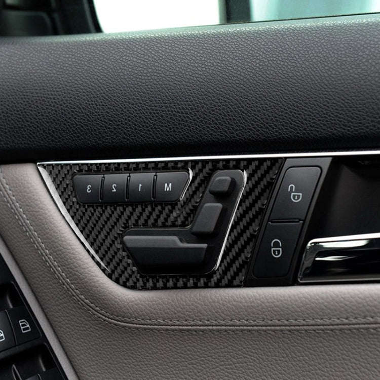2 PCS Car Carbon Fiber Right Drive Seat Adjustment Panel Decorative Sticker for Mercedes-Benz W20...