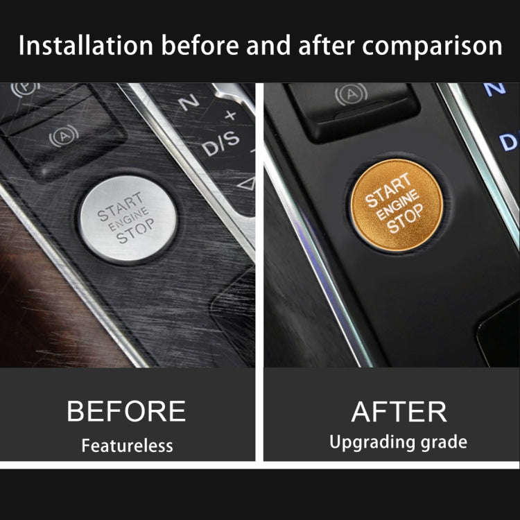 Car Engine Start Key Push Button Cover Trim Aluminum Alloy Sticker Decoration for Audi(Gold)