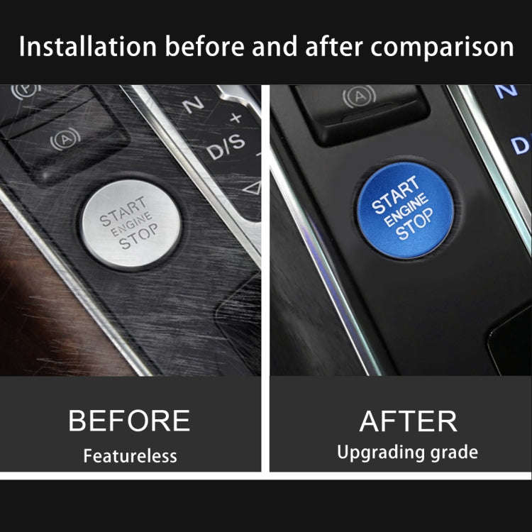 Car Engine Start Key Push Button Cover Trim Aluminum Alloy Sticker Decoration for Audi(Blue)