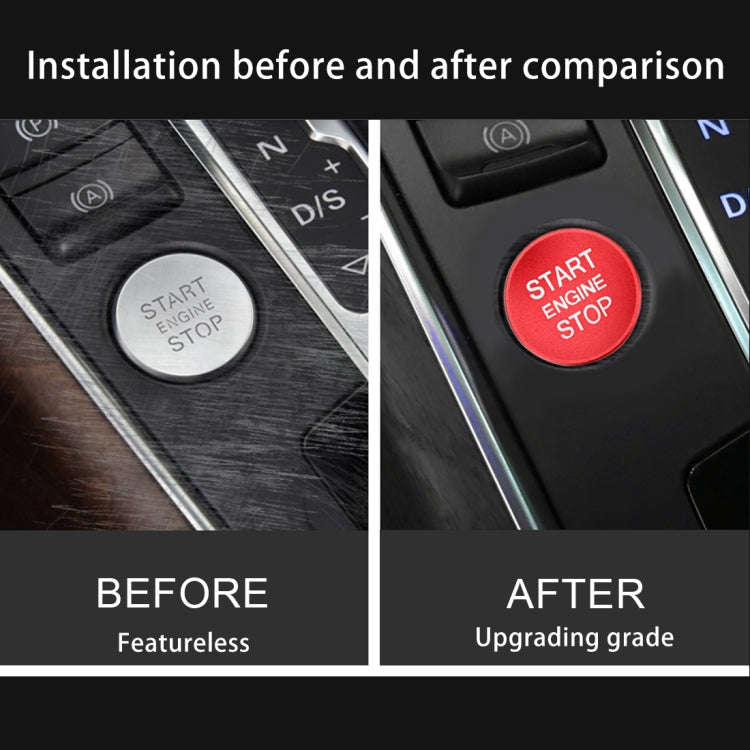 Car Engine Start Key Push Button Cover Trim Aluminum Alloy Sticker Decoration for Audi(Red)