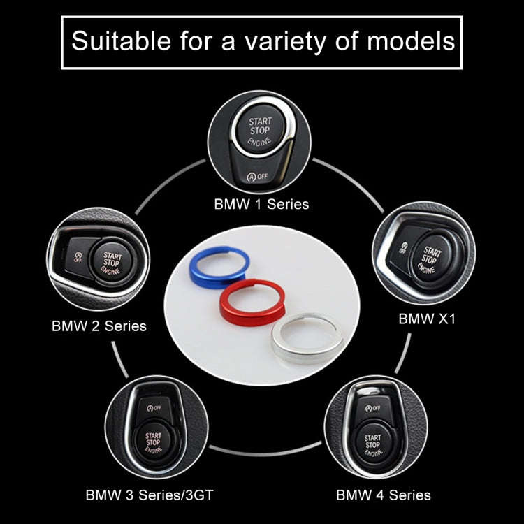 Car Engine Start Key Push Button Ring Trim Aluminum Alloy Sticker Decoration for BMW(Red)