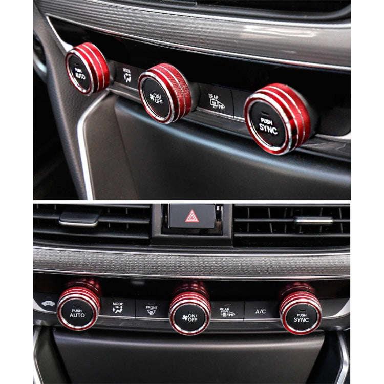 3 PCS Car Aluminum Alloy Air Conditioner Knob Case for Honda Tenth Generation Accord(Red)