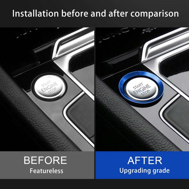 Car Engine Start Key Push Button Ring Trim Aluminum Alloy Sticker Decoration for Volkswagen(Blue)