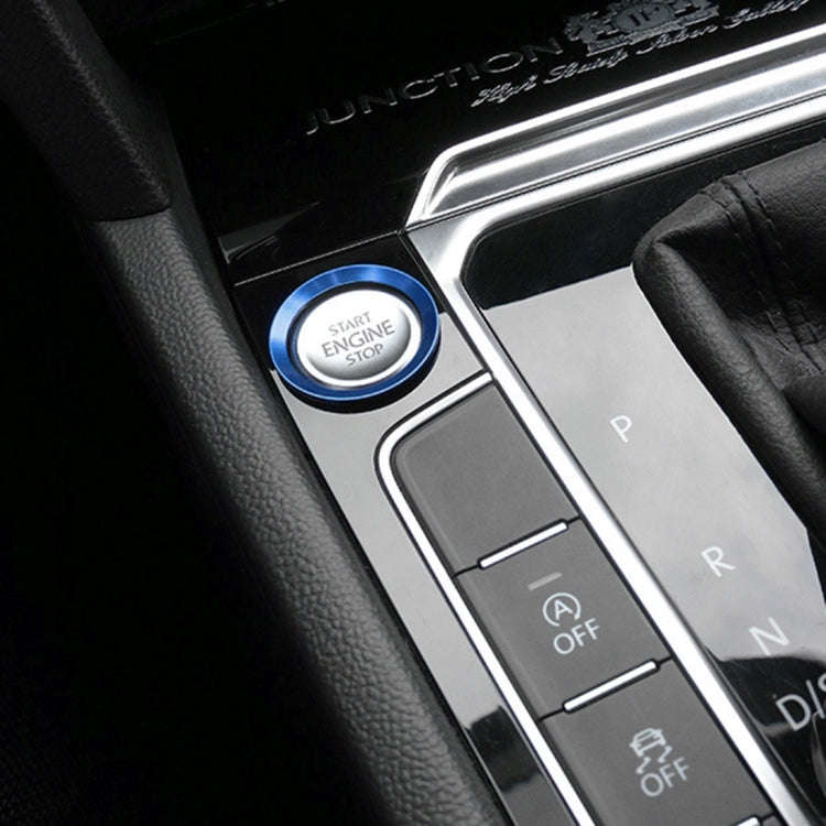 Car Engine Start Key Push Button Ring Trim Aluminum Alloy Sticker Decoration for Volkswagen(Blue)