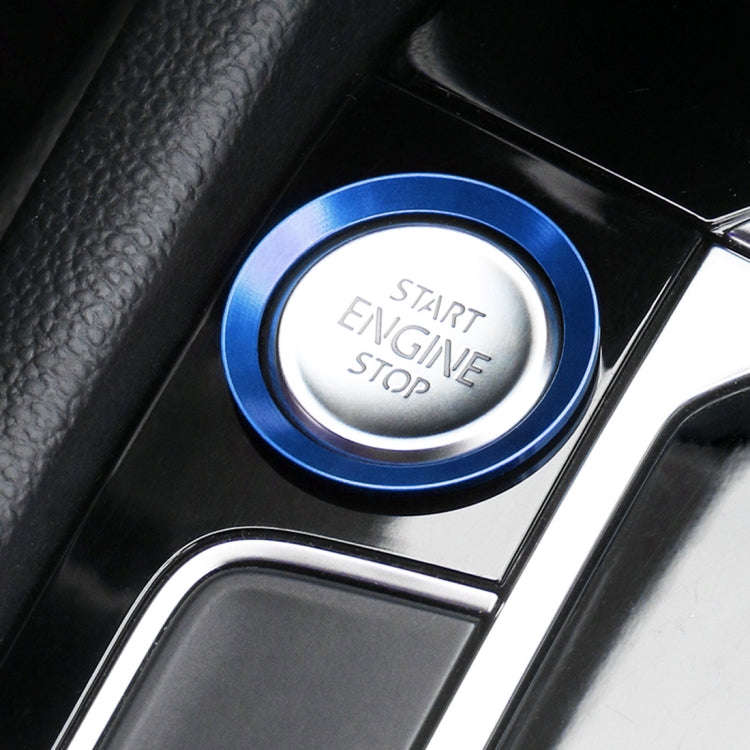 Car Engine Start Key Push Button Ring Trim Aluminum Alloy Sticker Decoration for Volkswagen(Blue)