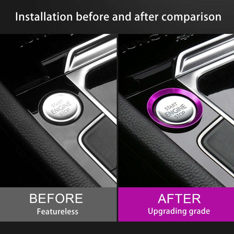 Car Engine Start Key Push Button Ring Trim Aluminum Alloy Sticker Decoration for Volkswagen(Purple)