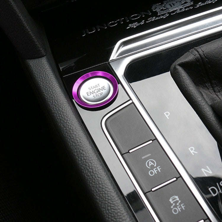 Car Engine Start Key Push Button Ring Trim Aluminum Alloy Sticker Decoration for Volkswagen(Purple)